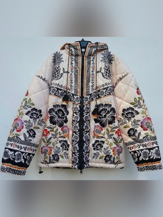 FARM Rio Jackets & Blazers - Stuning New Farm Rio Romantic Garden Reversible Puffed Hooded Belted Jacket L XL